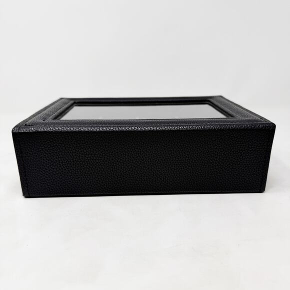 [Black] Pebbled Faux Leather Storage Box Sunglasses Eyeglass Jewelry Suede Lined - Picture 4 of 8